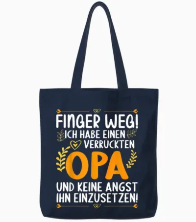 Finger Weg Ich Habe Einen Verrückten Opa Lustiges Opa Tote Bags - Navy