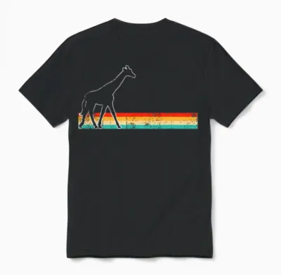 Giraffe Retro Unisex T-Shirt - Black