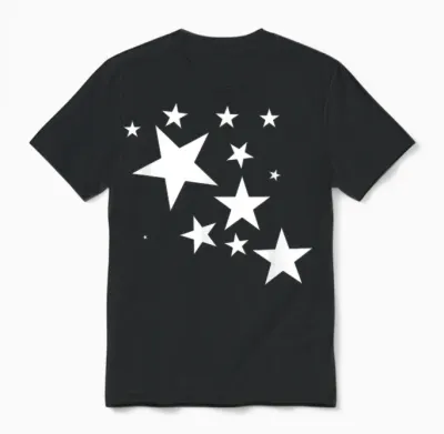 White Stars Star-Pattern-Design Costume Gift Men Women Unisex T-Shirt - Black