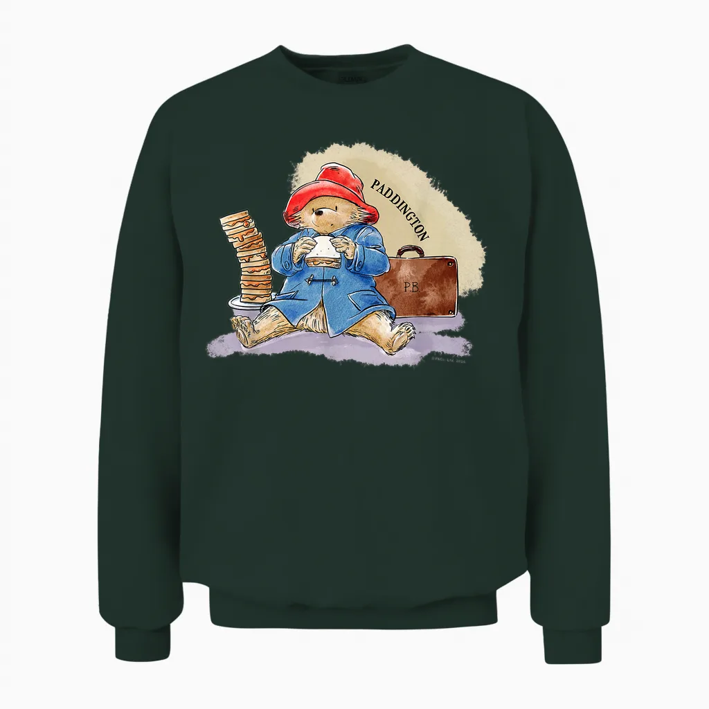 Paddington Bear Marmalade Sandwich Pile Pb Bag Unisex Sweatshirt in Forest