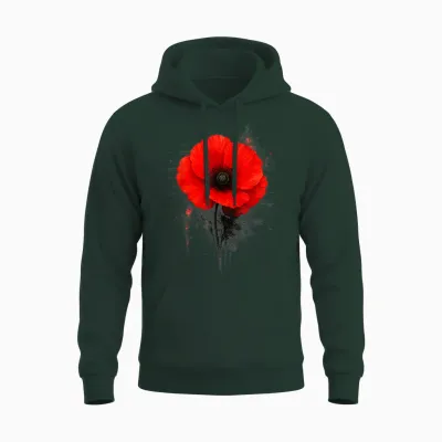 Coquelicot Rouge Texte Art Abstrait Graphique Unisex Hoodie - Forest