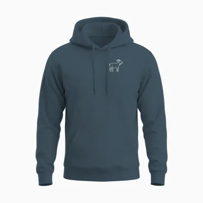 The Pocket Patch Badge Apparel Co. Goat Animal Badge Patch Line Art Icon Outline Gift Unisex Hoodie - Dark Heather