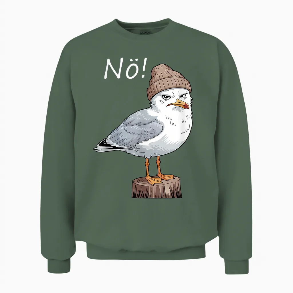 Lustig Möwen Spruch Einfach Nö Norddeutsch Küstenmotiv Möwen Unisex Sweatshirt in Military Green