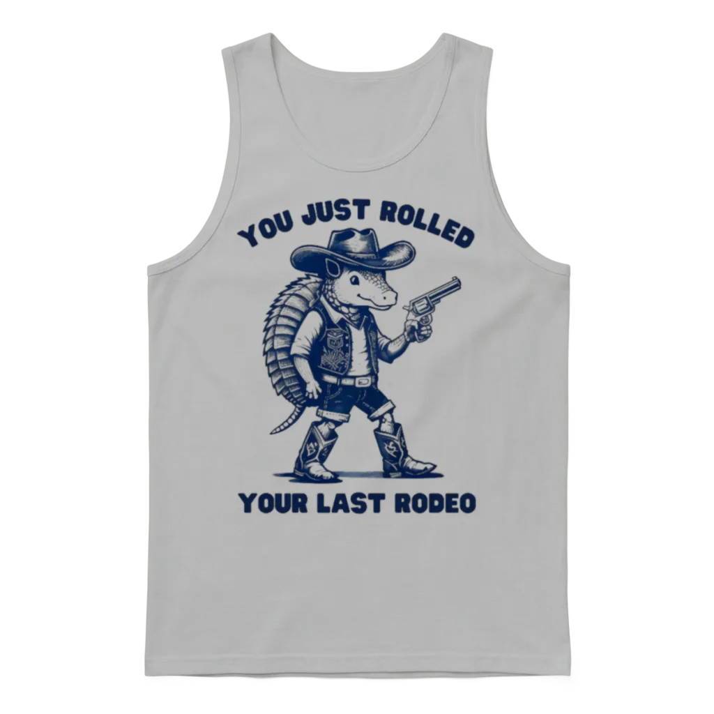 Funny Armadillo Cowboy Design Unisex Tank Top - Ash