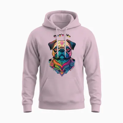 Psychedelic Pug - Colorful Art for Dog Lovers Unisex Hoodie - Light Pink