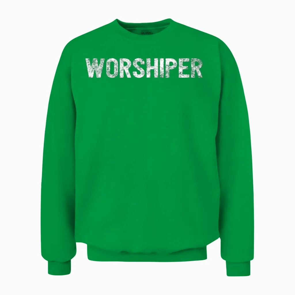Worshiper- Jesus Christian & Faith Unisex Sweatshirt in Irish Green