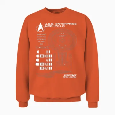 Star Trek: the Next Generation U.s.s. Enterprise Chart Unisex Sweatshirt - Orange