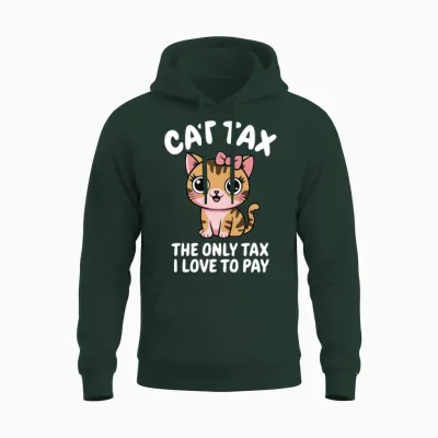 Cat Tax Paid Meme - Funny Cute Cat Lover Gift Unisex Hoodie - Forest