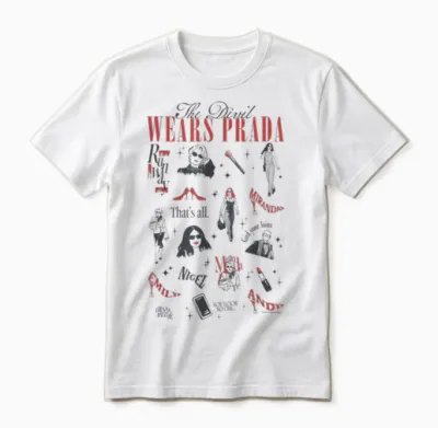 The Devil Wears Prada 2 Minimalistic Art Icons Collage Unisex T-Shirt - White