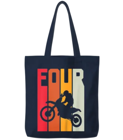 4th Birthday Retro Motocross Tote Bags - Navy