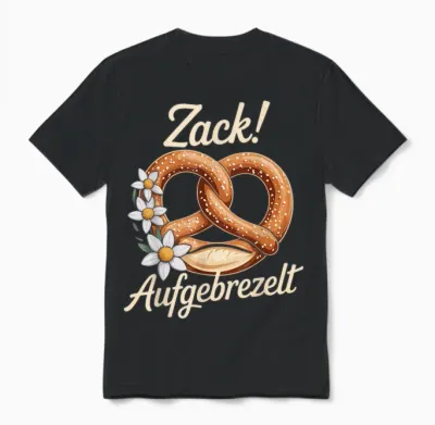 Zack Aufgeprezelt Pretzel Flowers Edelweiss Unisex T-Shirt - Black