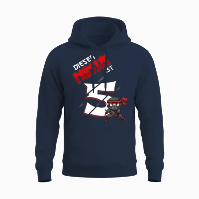 Fünfter Geburtstag Junge 5 Jahre Alt Fünfjähriger Ninja Unisex Hoodie - Navy