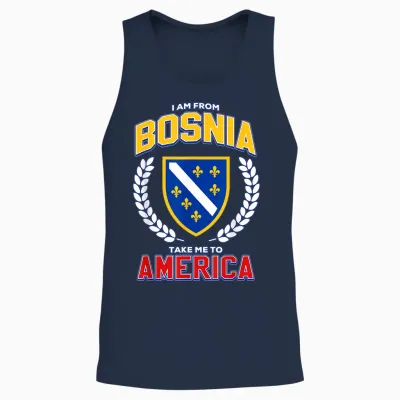 I Am from Bosnia Take Me to America Bosnia Flag Bih Unisex Tank Top - Navy