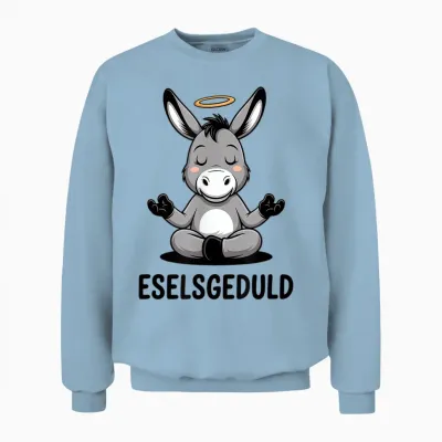 Eselsgeduld Lustiger Meditierender Esel Yoga Unisex Sweatshirt - Light Blue