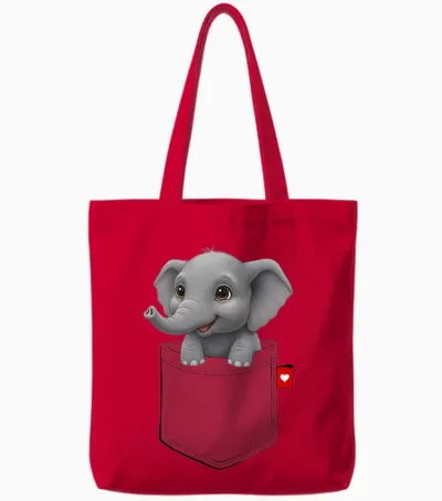 Elefant in Der Tasche Guckt Süßer Tier-Elefant Tote Bags - Red