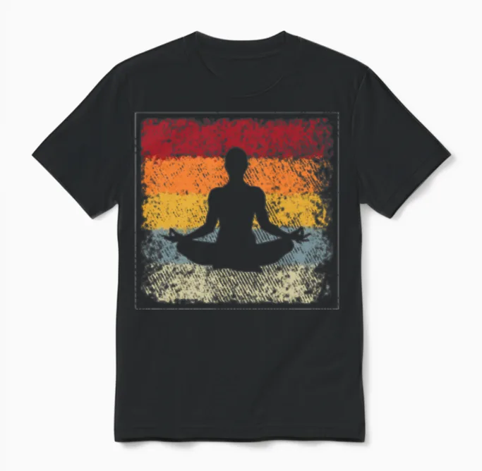 Meditation Retro Unisex T-Shirt in Black