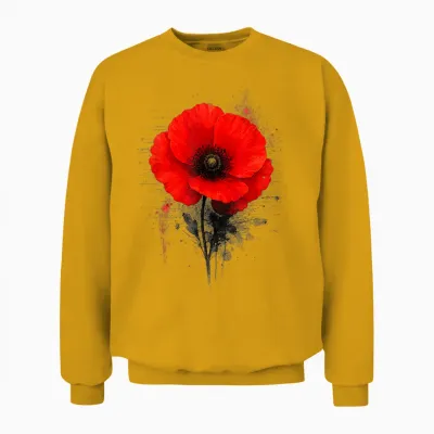Coquelicot Rouge Texte Art Abstrait Graphique Unisex Sweatshirt - Gold