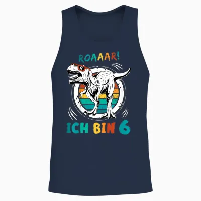 6 Geburtstag Junge Mädchen Dinosaurier 6 Jahre Alt Dino Unisex Tank Top - Navy