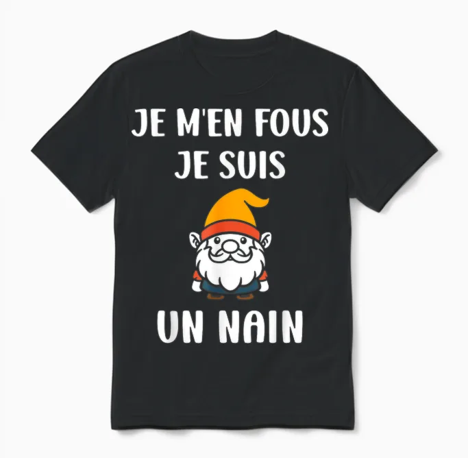 Person Petite Size Humour Je M'en Fous Je Suis Un Nain Unisex T-Shirt in Black
