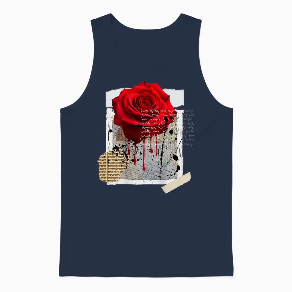 Streetwear Graphic Dark Floral Urban Aesthetic, Mens Fashion Unisex Tank Top in Navy