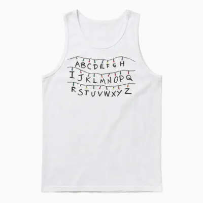Stranger Things Alphabet T-Shirt, White, S Unisex Tank Top - White