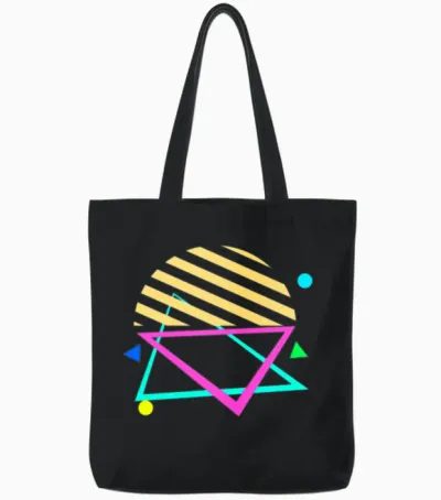 Retro Sunset Style 80s Tote Bags - Black