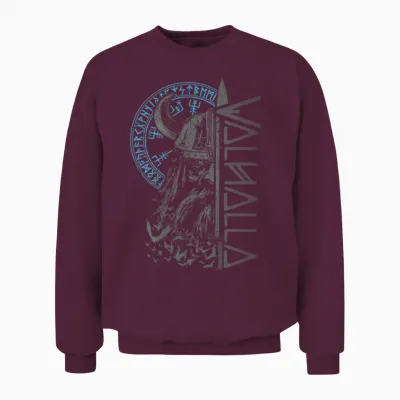 Wikinger Krieger Schwert Walhalla Runen Nordischer Kompass Unisex Sweatshirt - Maroon