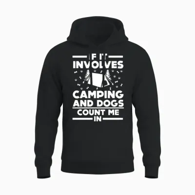 Camping and Dogs Unisex Hoodie - Black