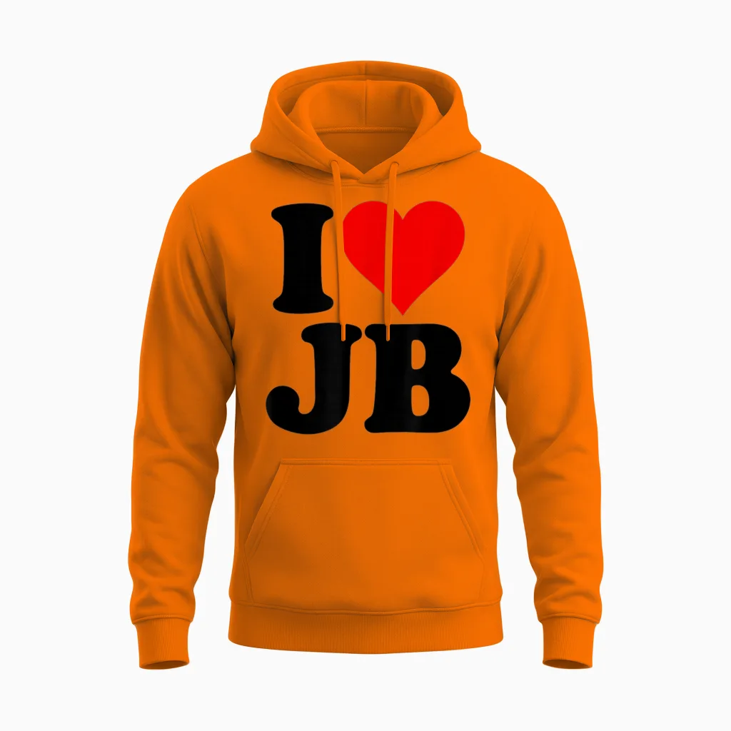 Ich Liebe Herz Jb J B J.b. Unisex Hoodie in Safety Orange