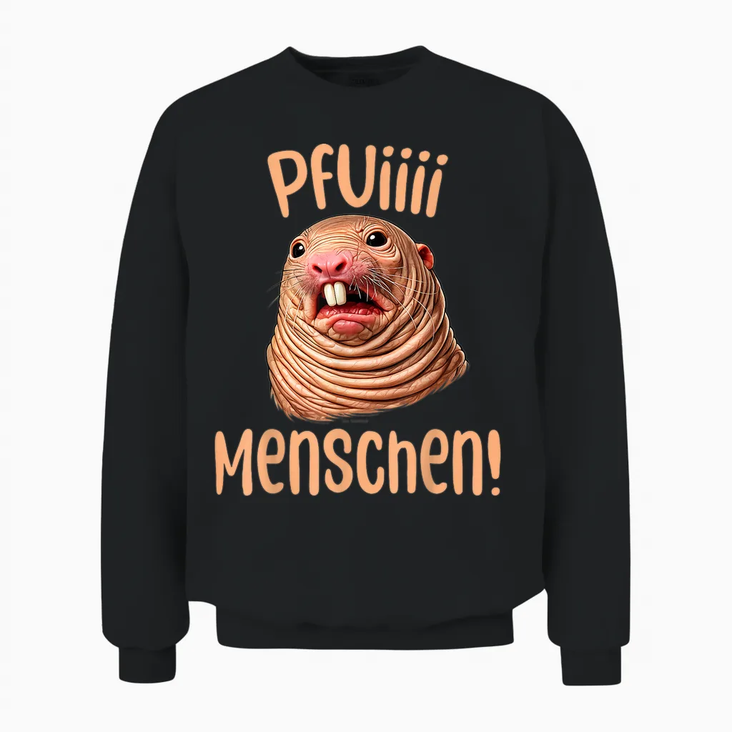 Nacktmull Tshirt Lustiges Ugly Shirt Hässliches Tshirt Ratte Unisex Sweatshirt in Black