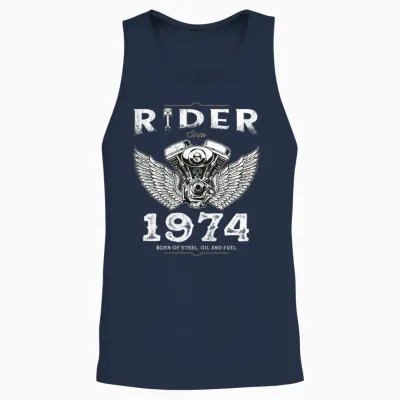 Rider Since 1974 - 51 Years, Fueled by Freedom Unisex Tank Top - Navy