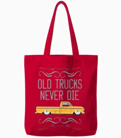 Old Trucks Chrome Yellow Tote Bags - Red