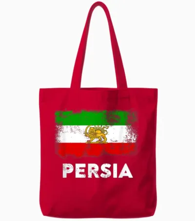 Persia Flag Old Iran Flag Lion Sun T-Shirt, Black, S Tote Bags - Red