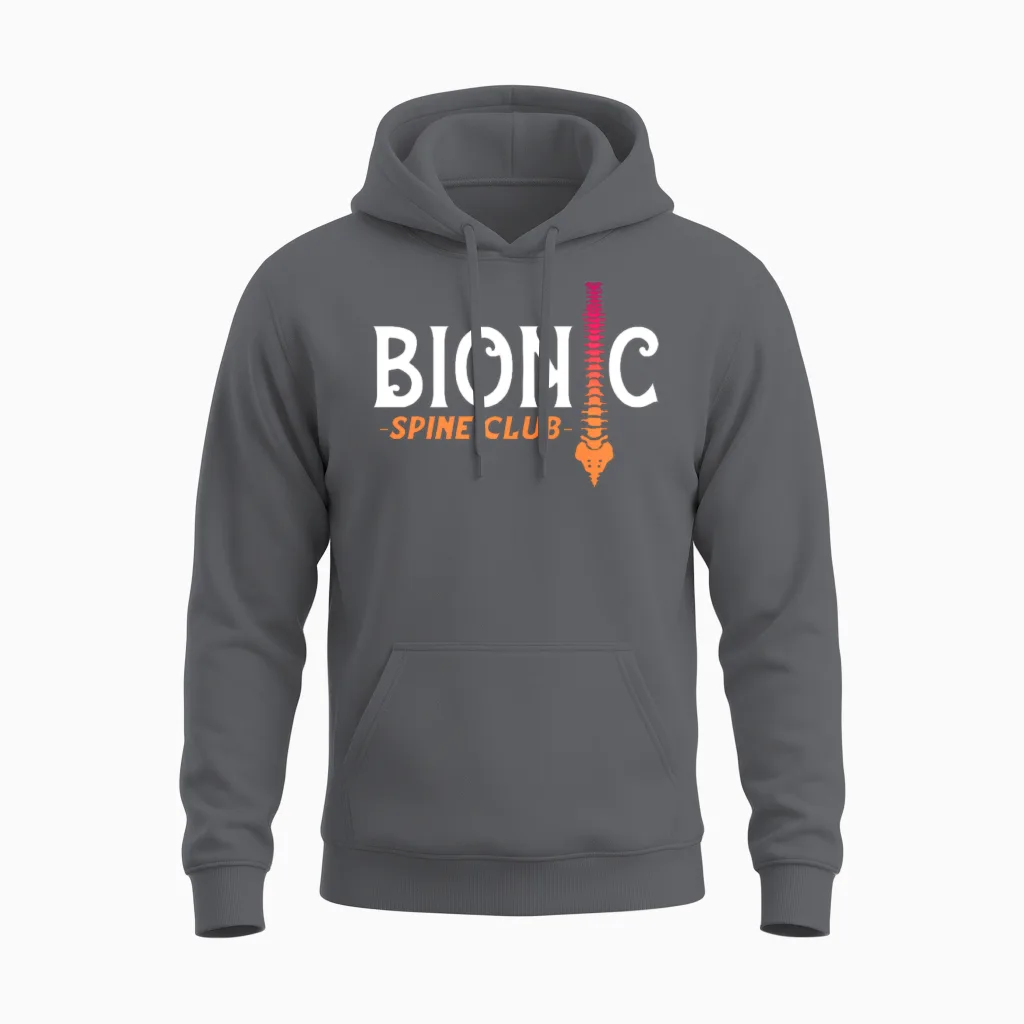 Bionic Spine Club Unisex Hoodie in Charcoal