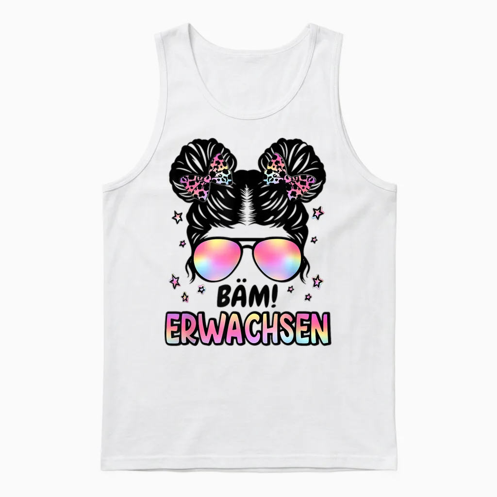 Bäm! Erwachsen Messy Bun Kommunion 2026 Jugendweihe 2026 Unisex Tank Top in White