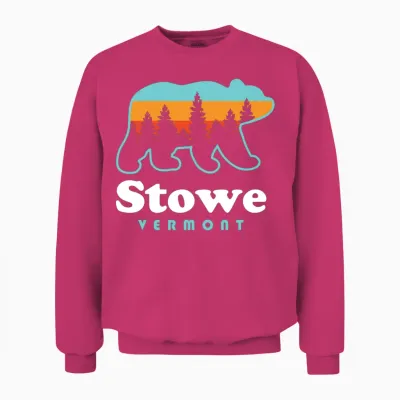Stowe Vermont Bear Stowe Unisex Sweatshirt - Heliconia
