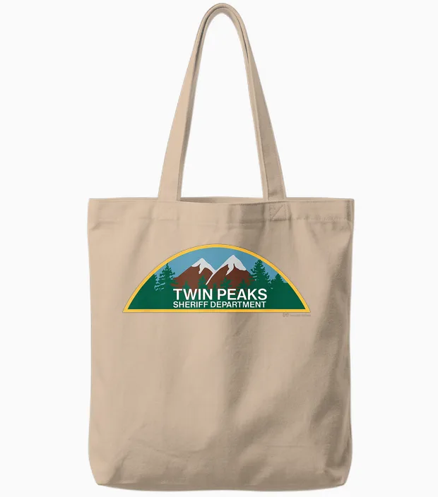 Twin Peaks Sheriff Department T-Shirt, Black Tote Bags in Natural