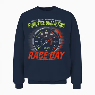 Monday Tuesday Wednesday Thursday Practice Qualifying Race Unisex Sweatshirt - Navy
