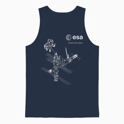 Esa Iss Internationale Raumstation Astronaut T-Shirt - Esa Iss - Unisex Erwachsene - Astronaut - Schwarz - S Unisex Tank Top - Navy