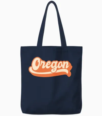 Oregon Retro Tote Bags - Navy