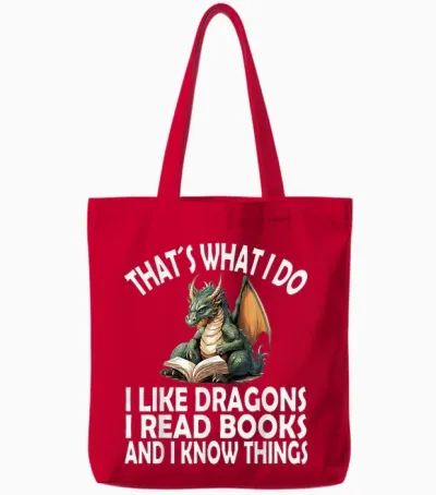 Das Mache Ich, Ich Mag Drachen, Ich Lese Bücher, Lustiger Drache Tote Bags - Red