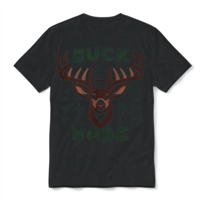 Buck Mode Woodland Deer Emblem Unisex T-Shirt - Black