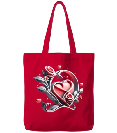 Valentine's Day Artistic Badge Design Tote Bags - Red