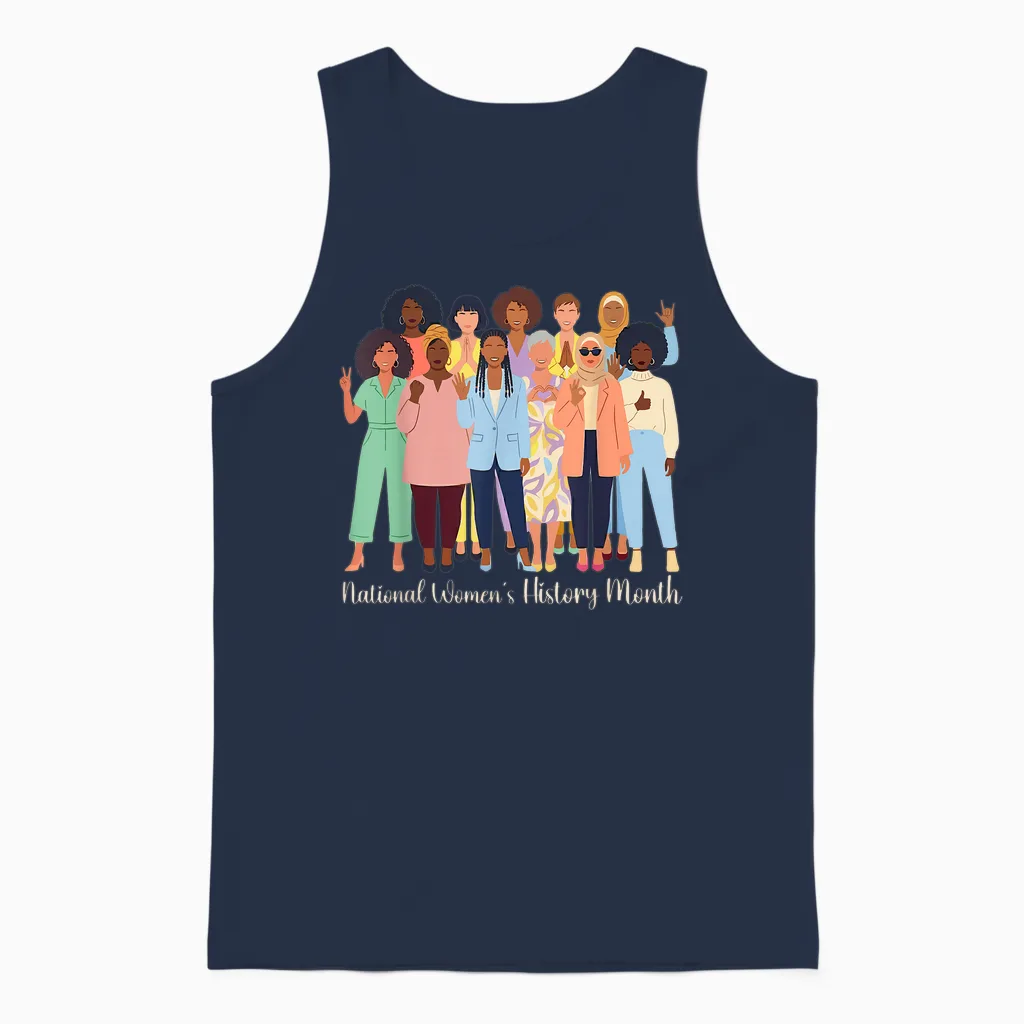 National Women's History Month 2026 Unisex Tank Top in Navy