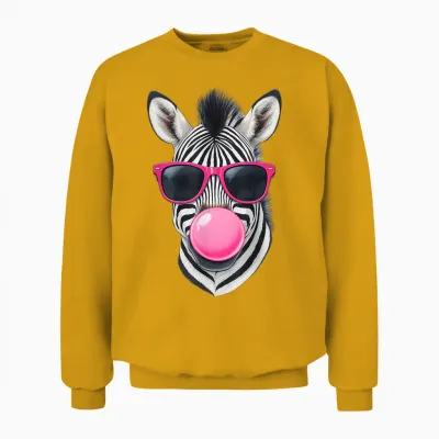 Zebra Design T-Shirt Women's Funny with Saying Children's Girls' Unisex Sweatshirt - Gold