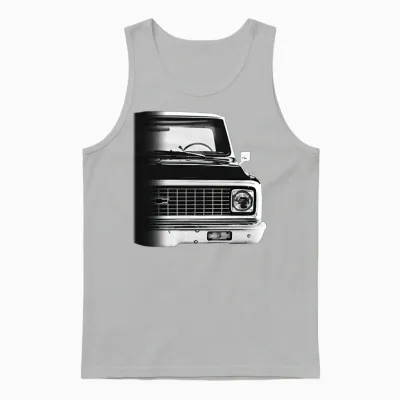 1972 Chevy C10 Pickup Truck Front Half Grill View Unisex Tank Top - Ash
