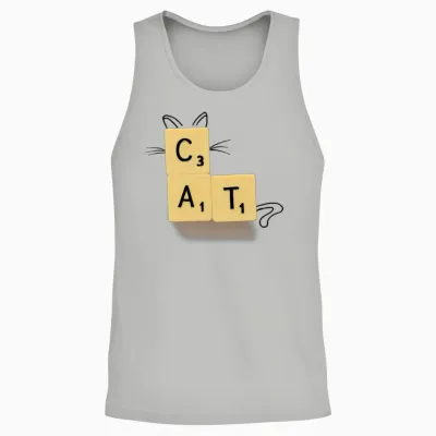 Cat Scrabble Unisex Tank Top - Ash