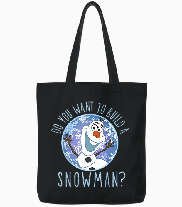 Disney Frozen Olaf Do You Want to Build a Snowman Tote Bags in Black