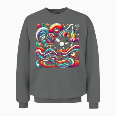 Retro Swirl Vibes Unisex Sweatshirt - Graphite Heather