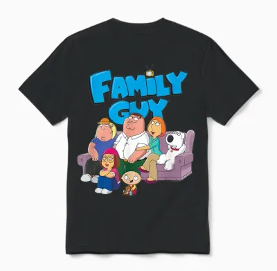 Family Guy Griffin Family with Logo Cartoon Unisex T-Shirt - Black